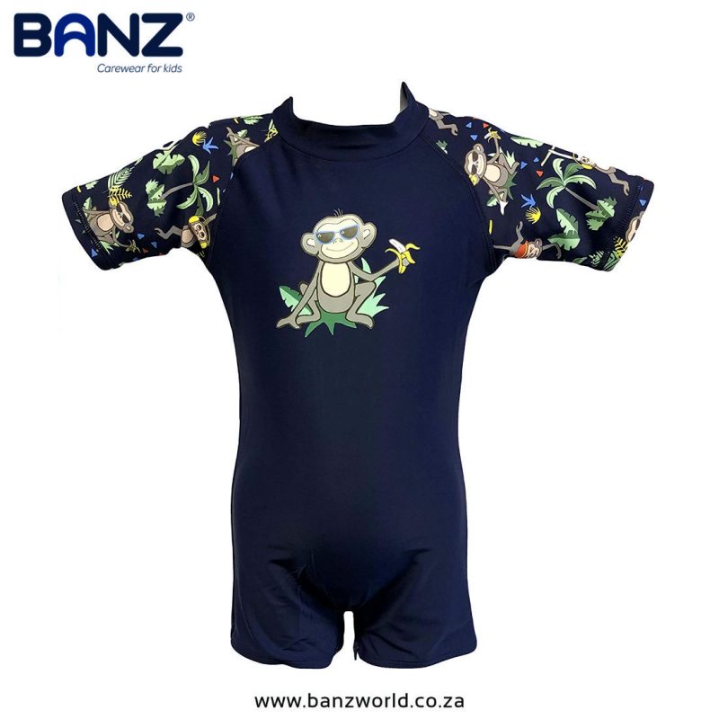 Navy Jungle Banz Full Piece Kids and Baby Swimming Costume banzworld.co.za - Banz, Navy Jungle Full Piece Kids & Baby Swimming Costumes.Swimwear suit from Banz for children aged 0-6 years old. Made from quality materials & sun protection.