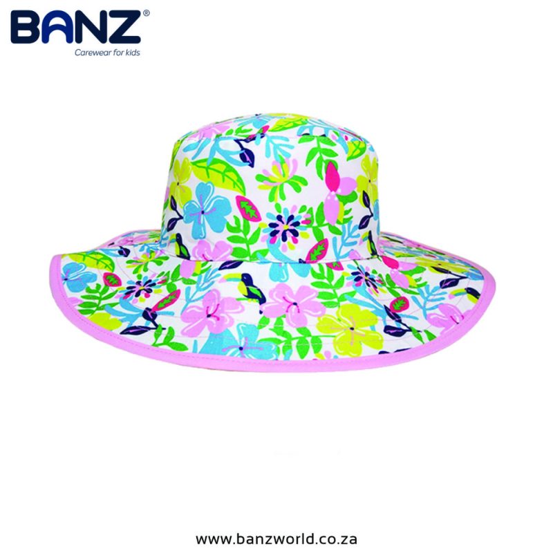 Botanical Reversible Banz Baby Hat Banz Baby and Kids Hats Blue Pink Green www.banzworld.co.za